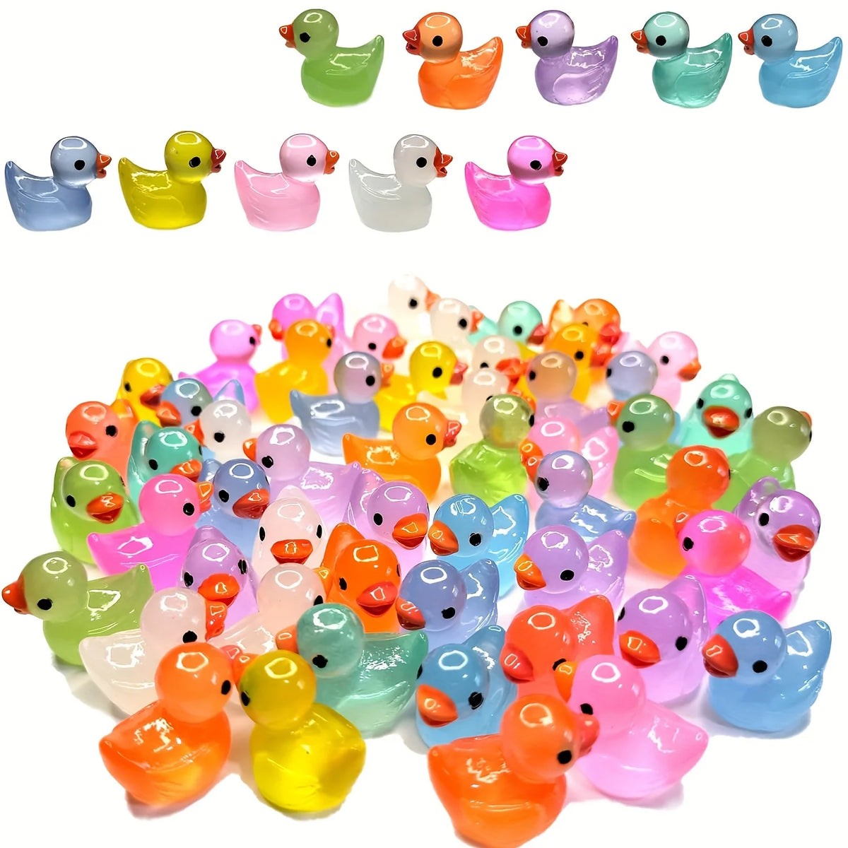 Glow-in-the-Dark Mini Ducks – 30, 60 or 100 Pieces